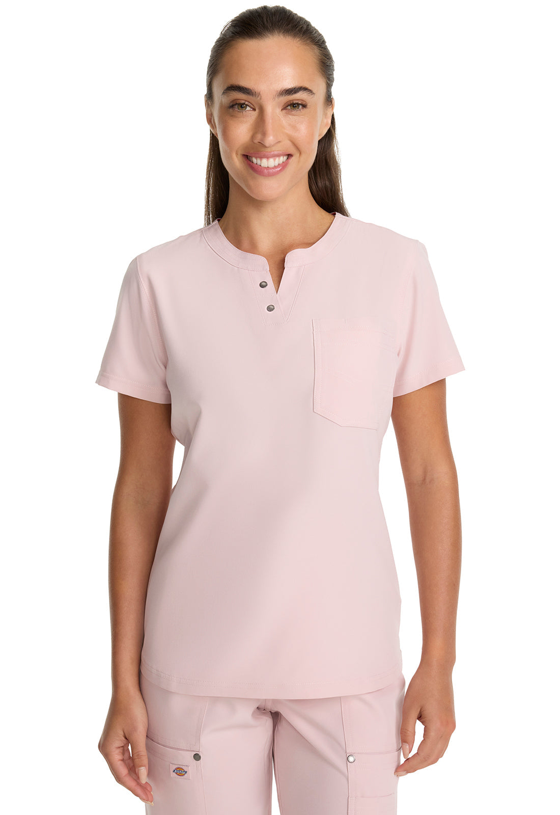 Women's Round Neck Henley Top - Canyon Rose